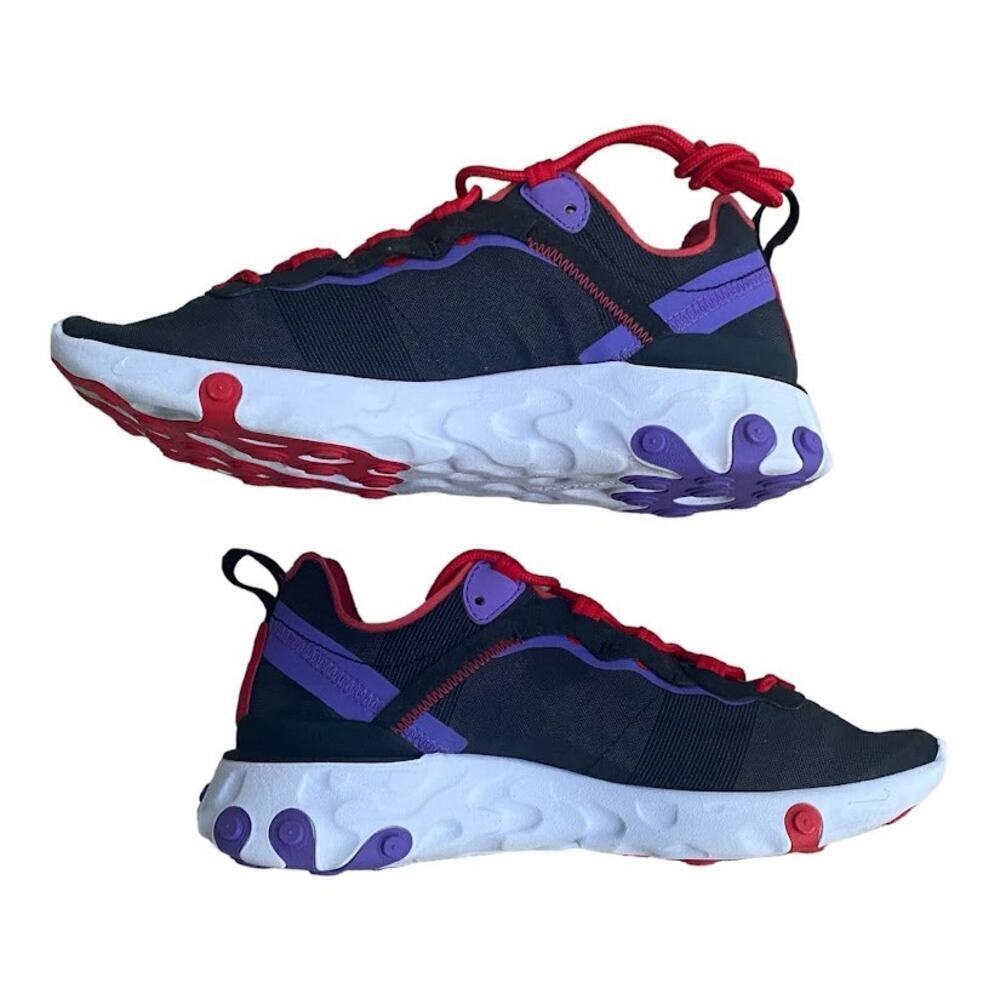 Nike React Element 55 Womenns 7.5 Black Red Purple CQ9903-001 Running Sneakers - Picture 15 of 16